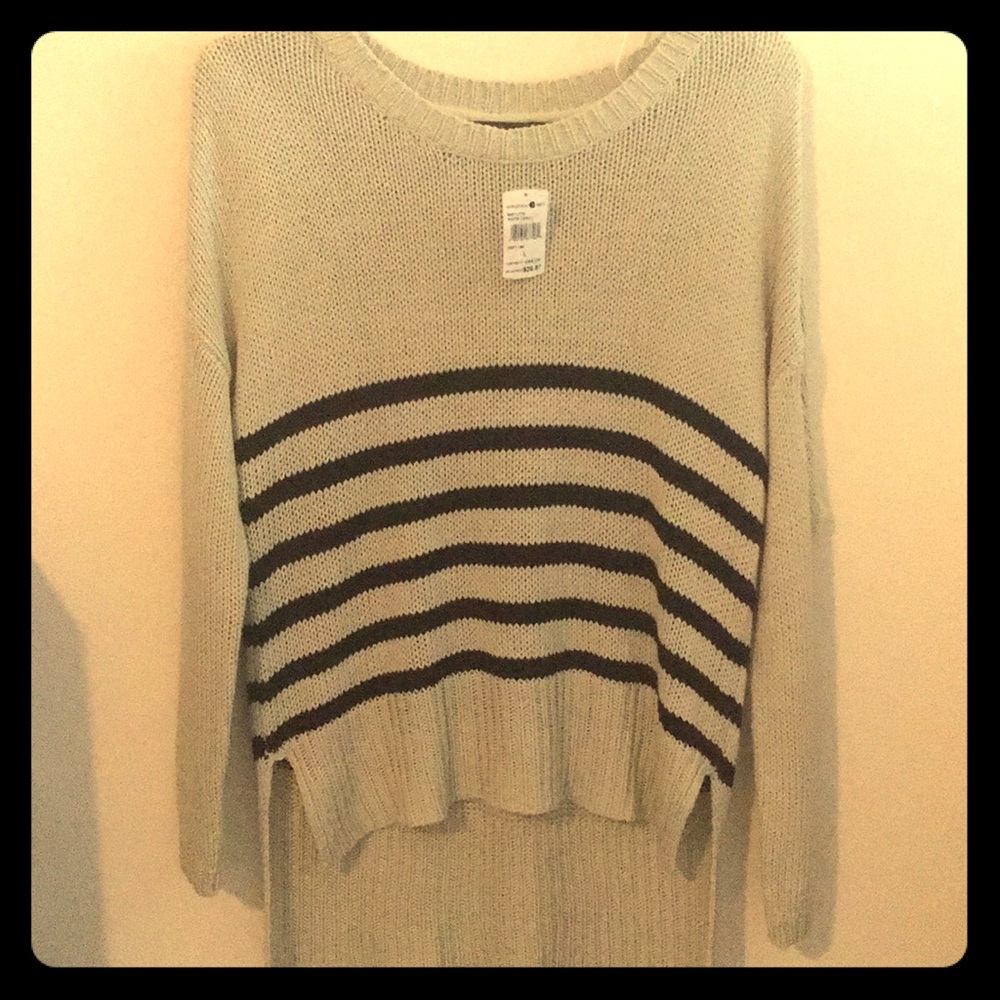 Cream and black high low sweater